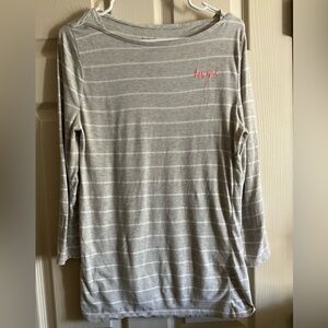 A New Day Cotton Grey and White Striped Scoop Neck Small Top